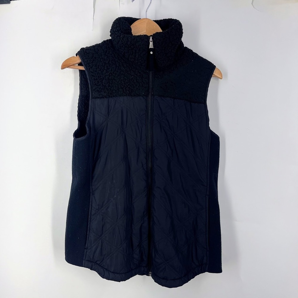 Prana Women's Esla Quilted Sherpa Fleece Mixed Media Vest Size L